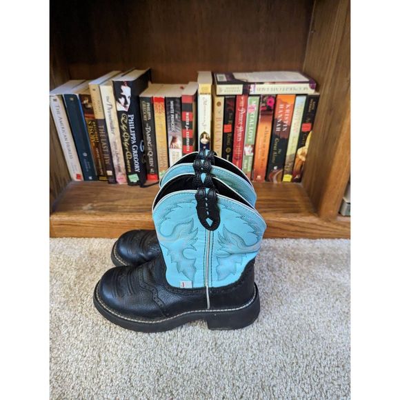 Justin Boots Shoes - Justin Gypsy teal blue and black shirt shaft women's cowboy boots sz 7b gemma